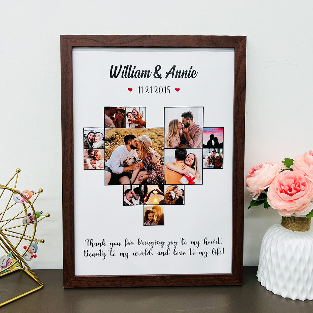 Custom Heart Photo Frame with Name And Date For Love Couple Gift