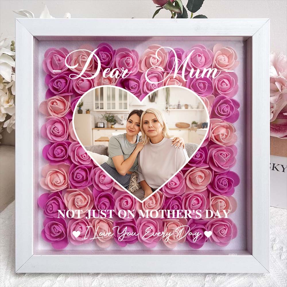 Personalized Custom Dear Mum I Love You Forever Flower Shadow Box Gift For Mum