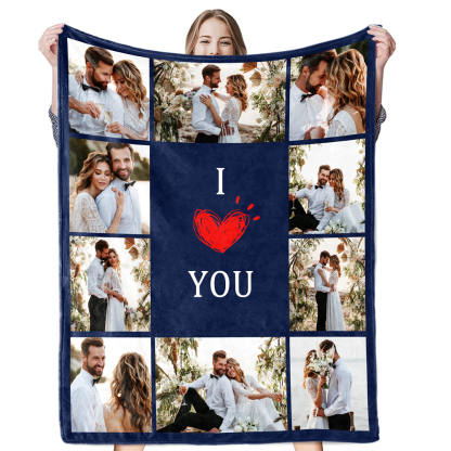 Custom Blanket with 10 Photos Personalized Picture Throw Blanket-ilovevango