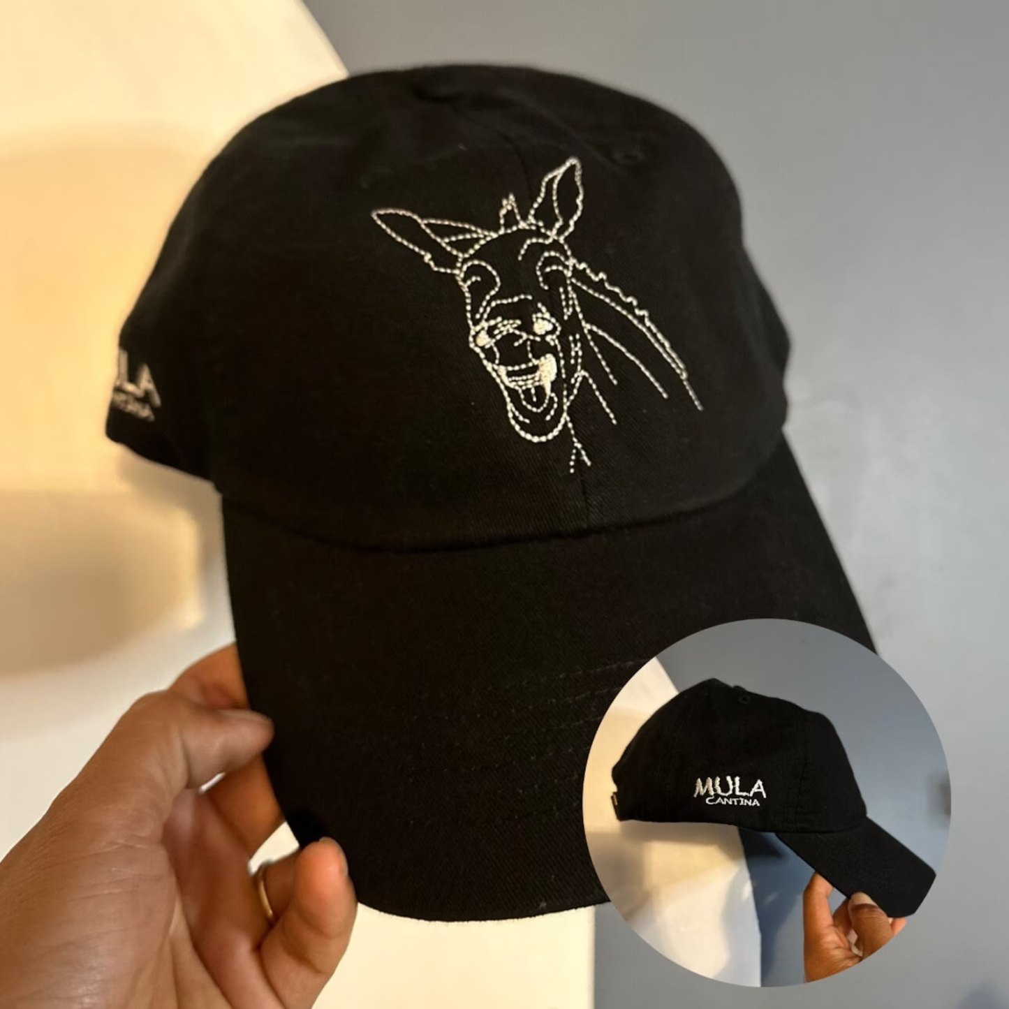 Line Art Portrait Embroidered with Roman Numerals Date on Mom Dad Hat-ilovevango