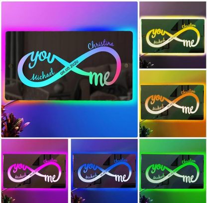 💖Personalized Name Mirror Light Infinity Love Gift for Couple