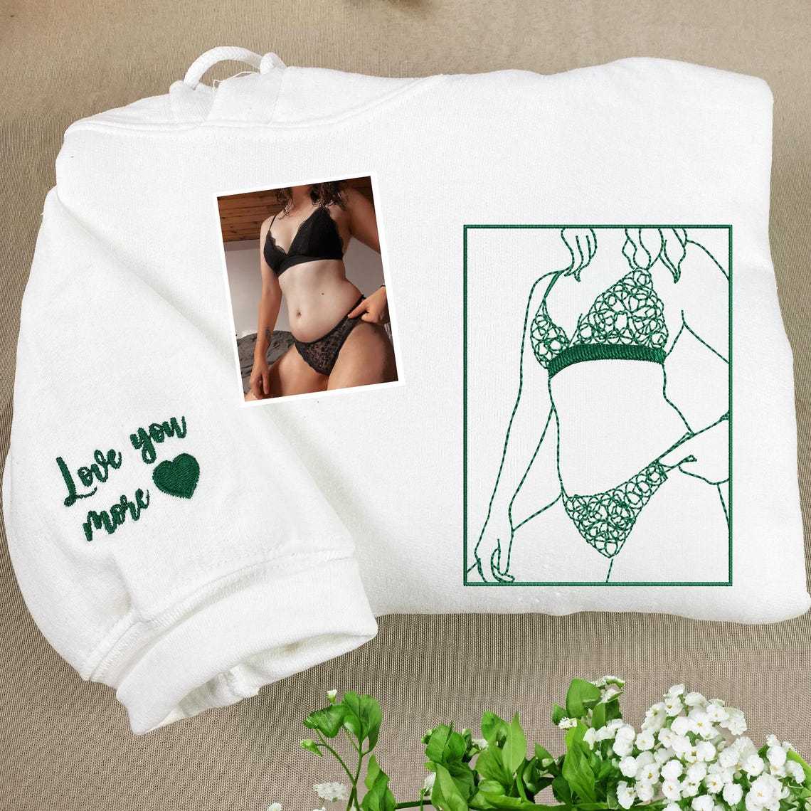Custom Embroidered Sweatshirt – Personalized Sexy Portrait Gift for Him 💕🔥