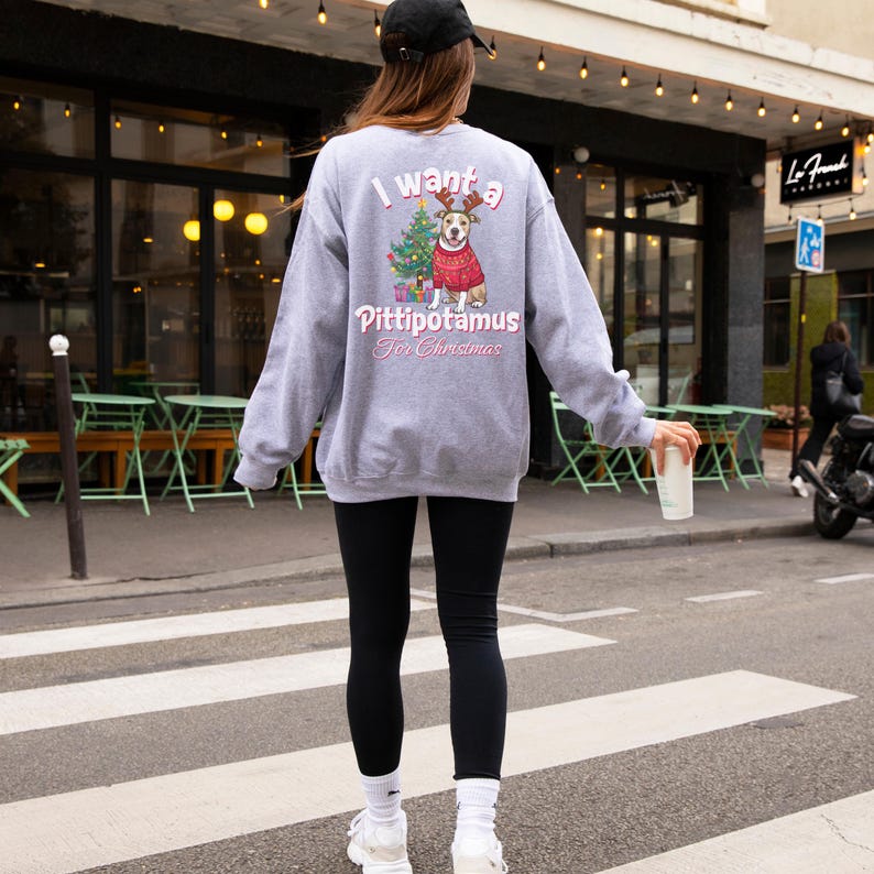 I Want a Woofmas for Christmas Custom Dog Photo Christmas Sweatshirt-Front & Back Design