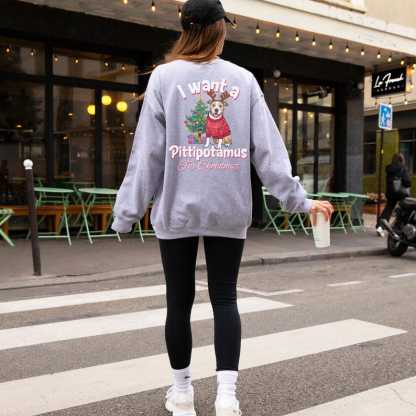 I Want a Woofmas for Christmas Custom Dog Photo Christmas Sweatshirt-Front & Back Design