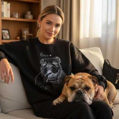 Personalized Pet Portrait from Photo, Custom Dog Cat Drawing Sweatshirt
