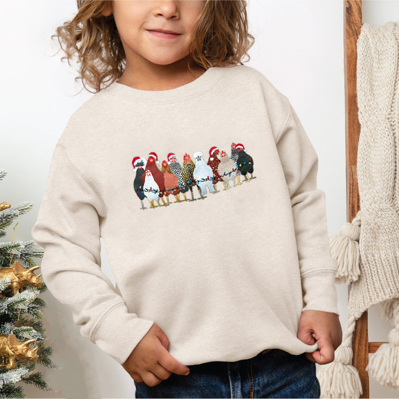 Cute Chicken Farm Animals Holiday Christmas Sweatshirt