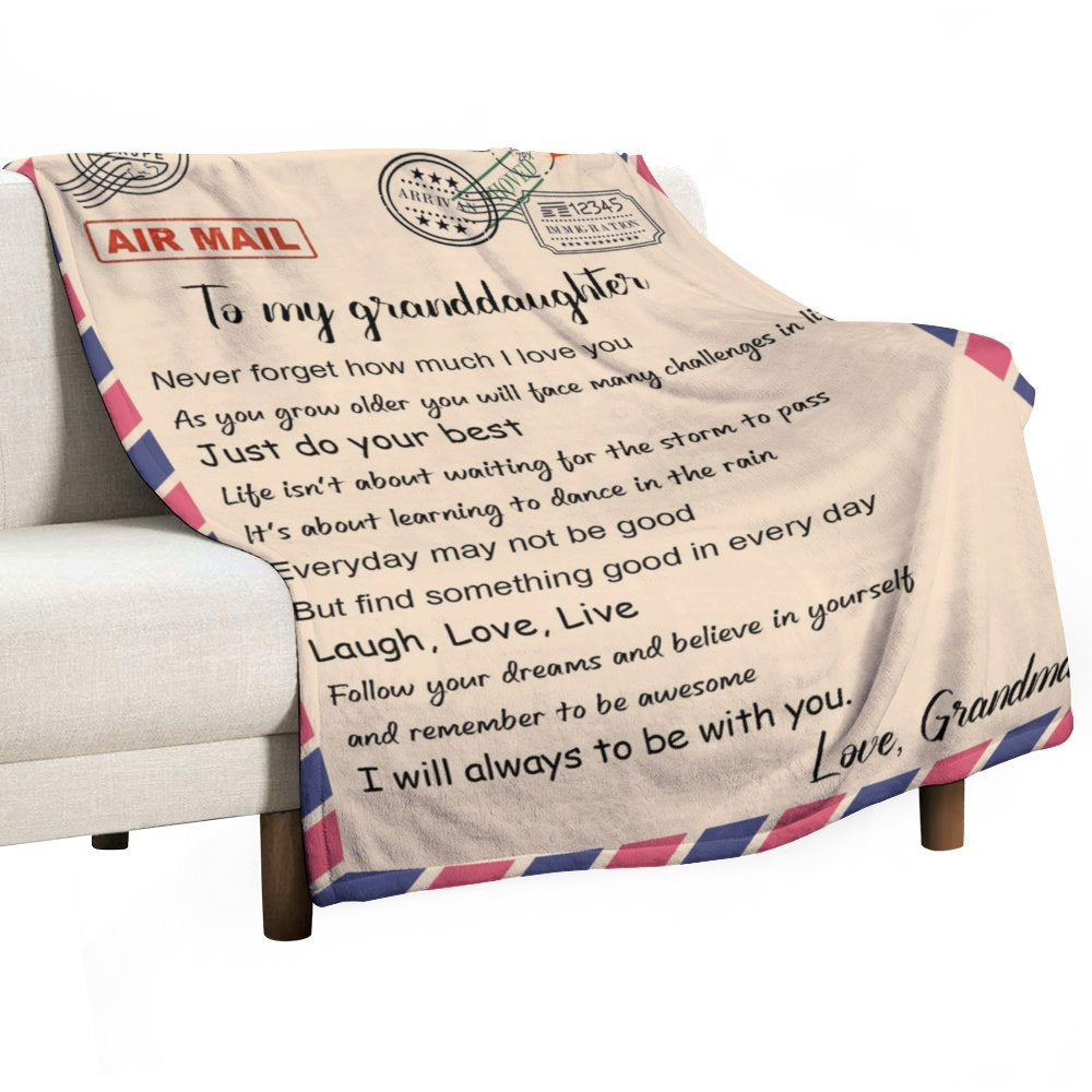 Letter Blankets To My Granddaughter - Air Mail Blanket - Christmas Birthday Gift