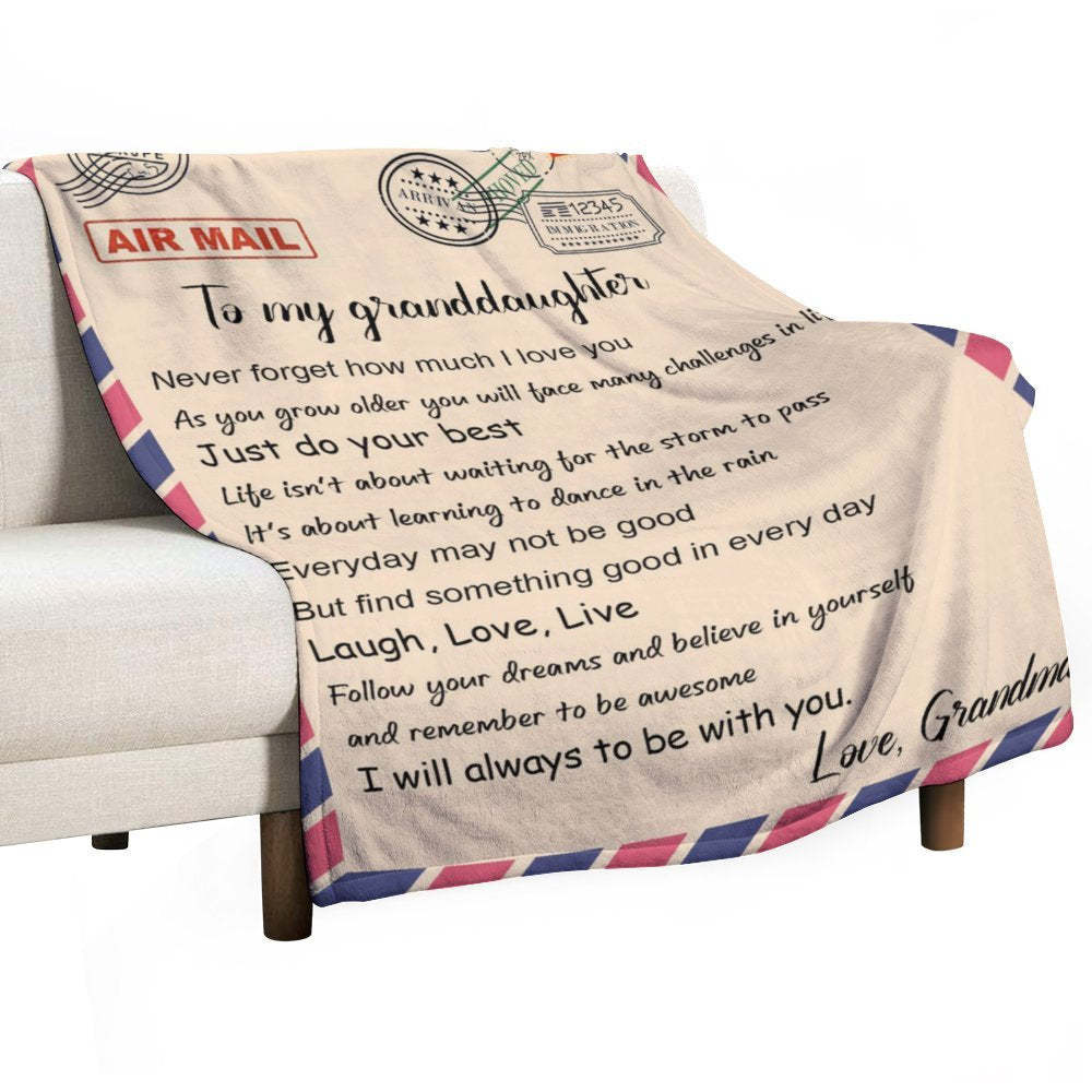 Letter Blankets To My Granddaughter - Air Mail Blanket - Christmas Birthday Gift