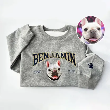 Custom Embroidered Sweatshirt With Pet Portrait and Name