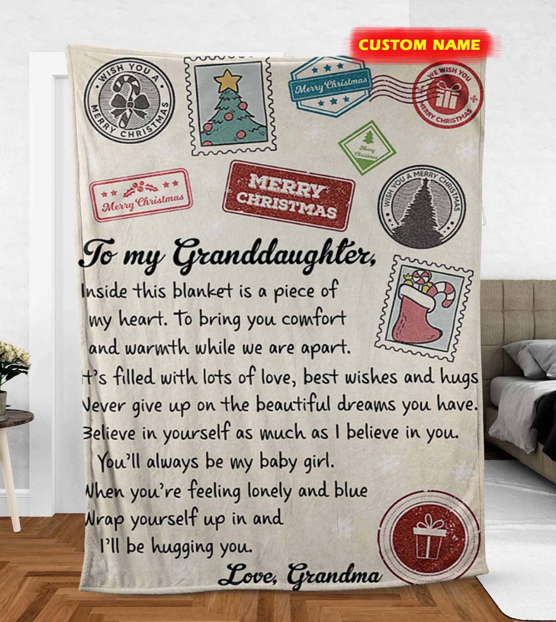 Personalized To my granddaughter Blanket with name, Christmas Blanket, Birthday Gift
