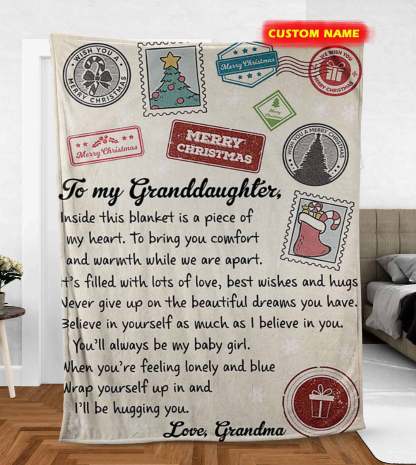 Personalized To my granddaughter Blanket with name, Christmas Blanket, Birthday Gift
