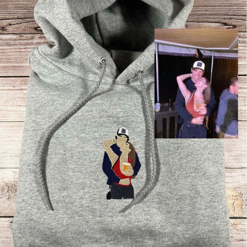 Gifts For Couple Custom Embroidered portrait Sweatshirt