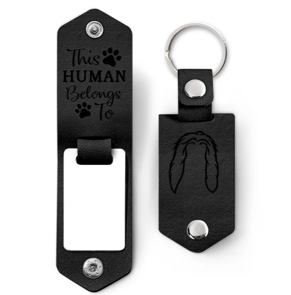 Custom Photo Dog Portrait - Gift For Pet Owners, Pet Lovers - Personalized Leather Photo Keychain