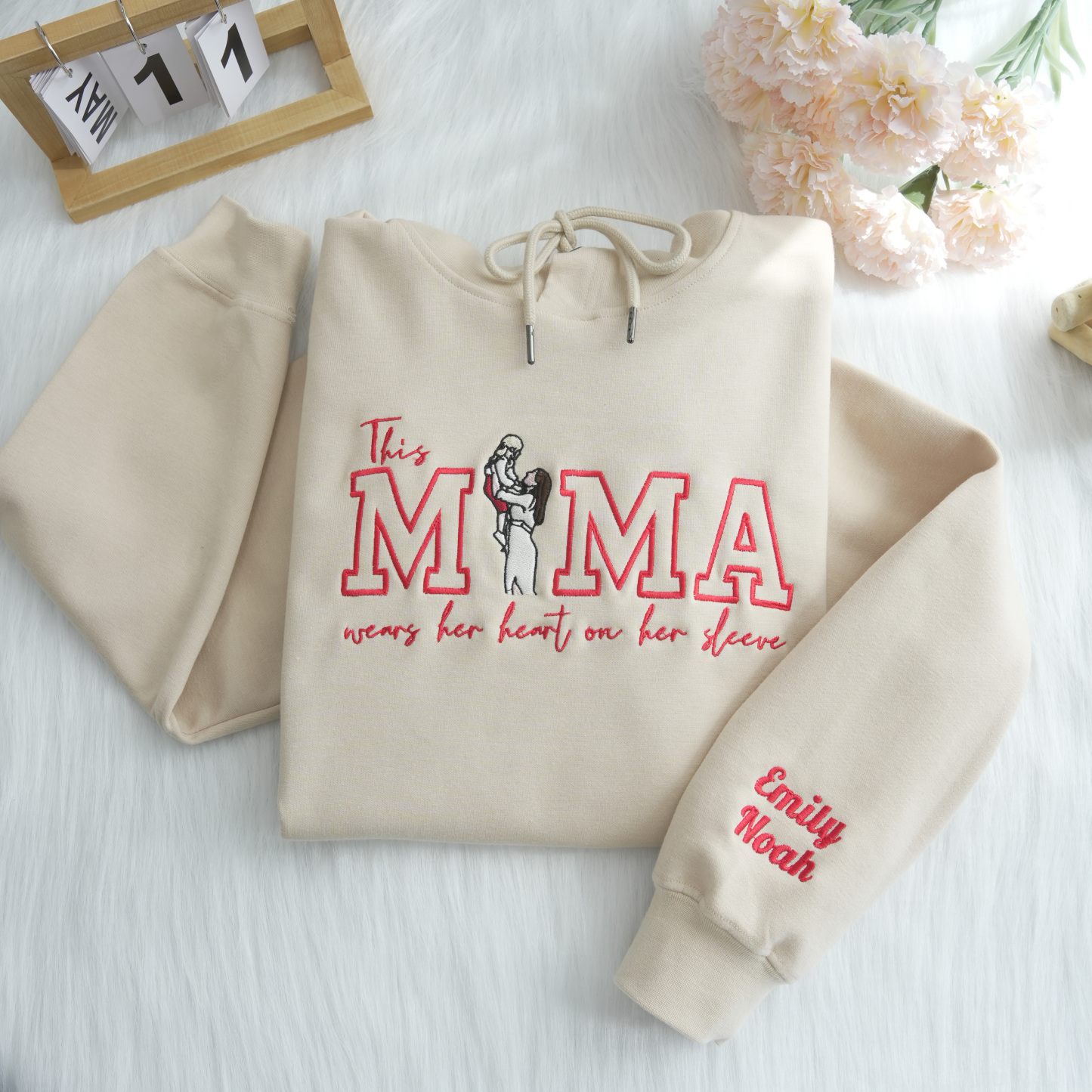 Mom Wears Her Heart on Her Sleeves: Custom Photo T-Shirt & Sweatshirt for Mama