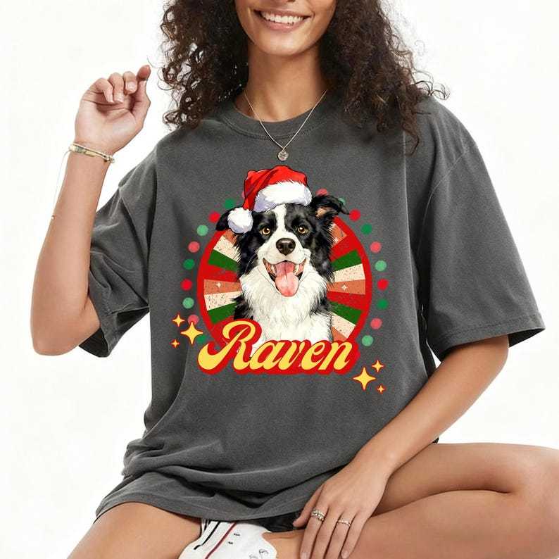 Custom Pet Christmas T-Shirt Sweatshirt Using Pet Photo + Name