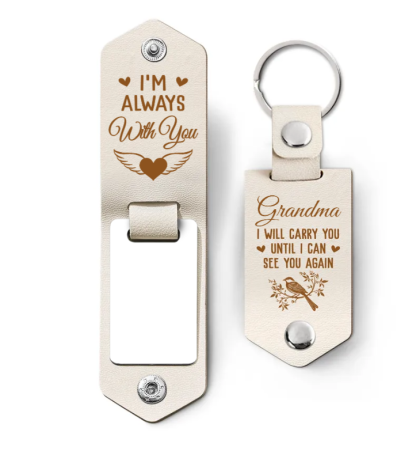 Custom Photo I Will Carry You Until I Can See You Again - Memorial Gift For Family - Personalized Leather Photo Keychain-ilovevango