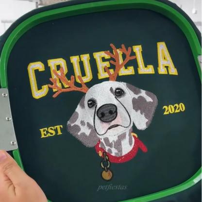 Customized Pet Face Pattern Christmas Reindeer Embroidered Sweatshirt/Hoodie