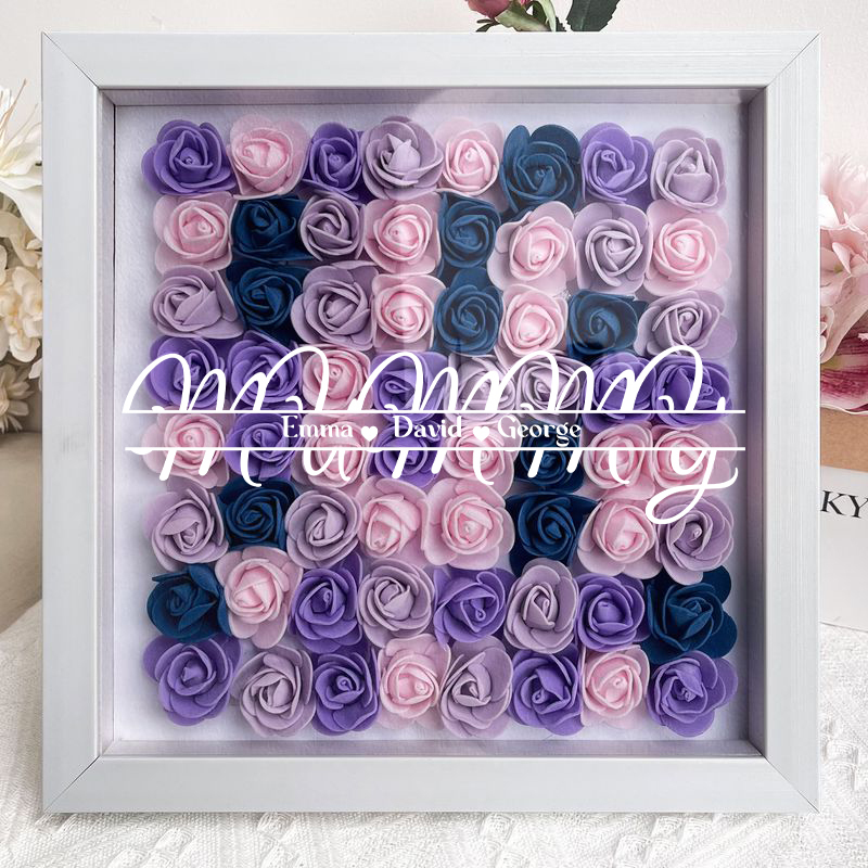 Personalized Flower Shadow Box With Kid's Name For MUMMY- Mother's Day Gift