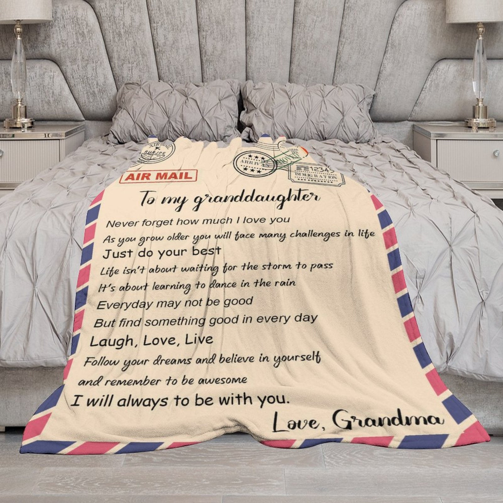 Letter Blankets To My Granddaughter - Air Mail Blanket - Christmas Birthday Gift