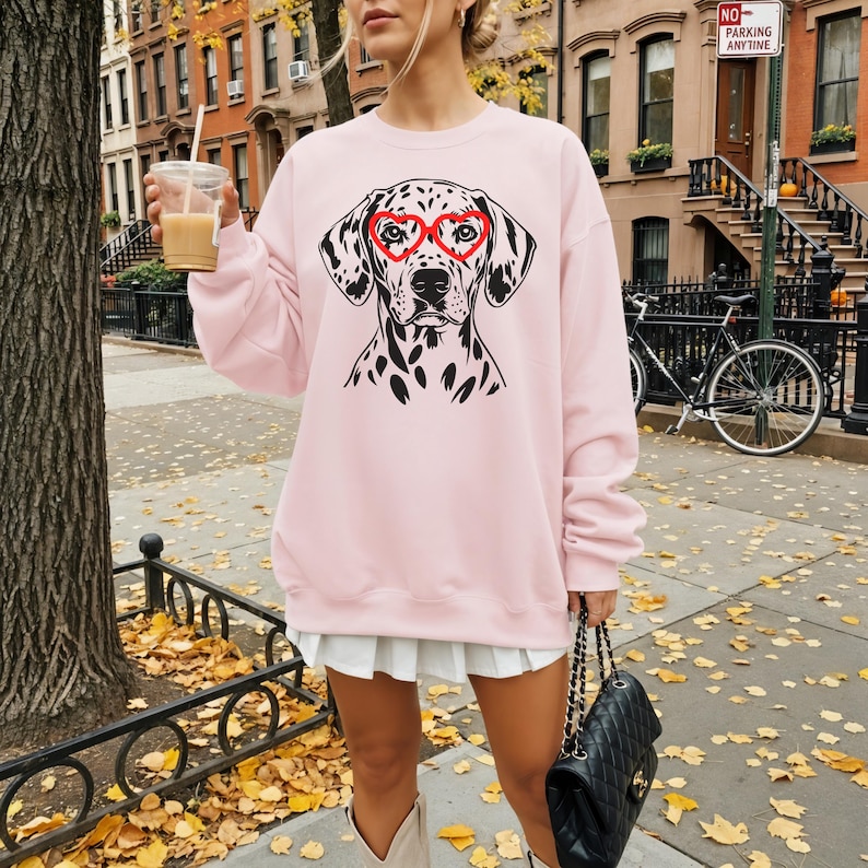 Custom Pet Valentine’s Day Sweatshirt - Personalized Dog/Cat Heart Glasses Graphic Crewneck