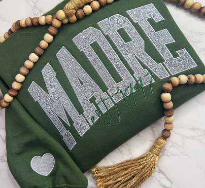 Custom Mom &Mama Glitter Applique Embroidered T-shirt &Sweatshirt