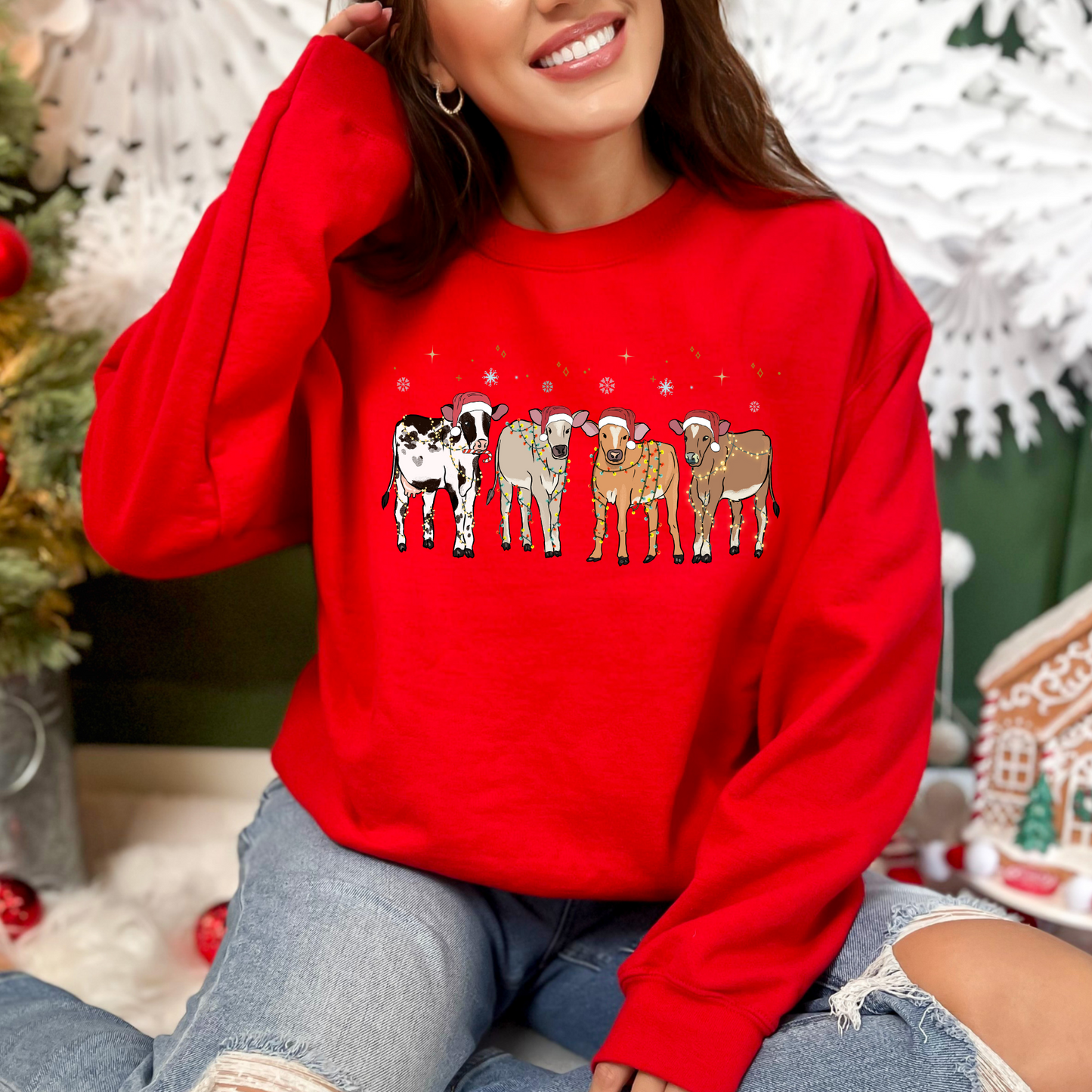 Cow Lover Animals Holiday Christmas Sweatshirt