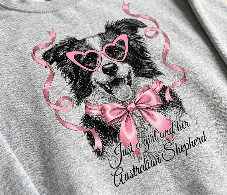 Custom Pet Portrait Coquette Dog Shirt with  Bow and Heart Glasses, Just a Girl and Her Dog Lover Gift