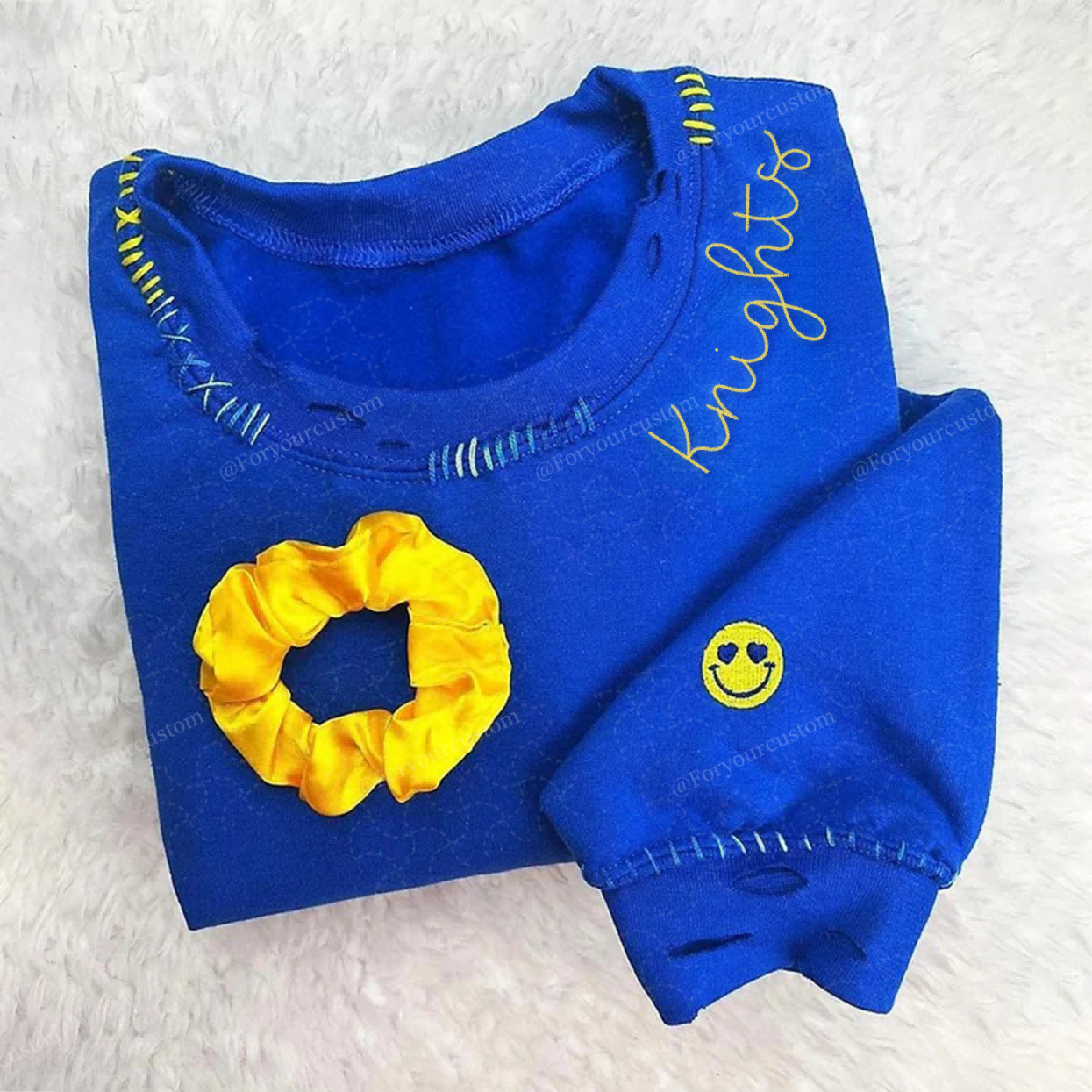 VINTAGE CUSTOM CREW-Custom Embroidered Hand Distressed Crew Neck Sweatshirt