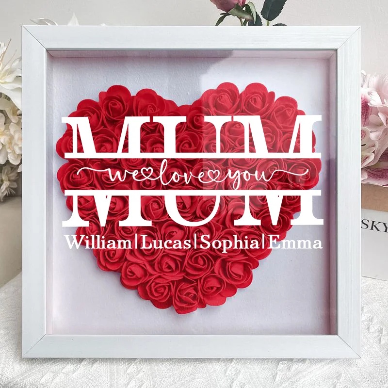 Mom We Love You - Personalized Flower Shadow Box