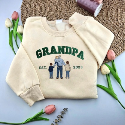 Custom Embroidered Sweatshirt with Photo – Personalized Dad Mama Shirt, Family Name Sweater,Custom Parent Photo Shirt, Est. Year Sweater