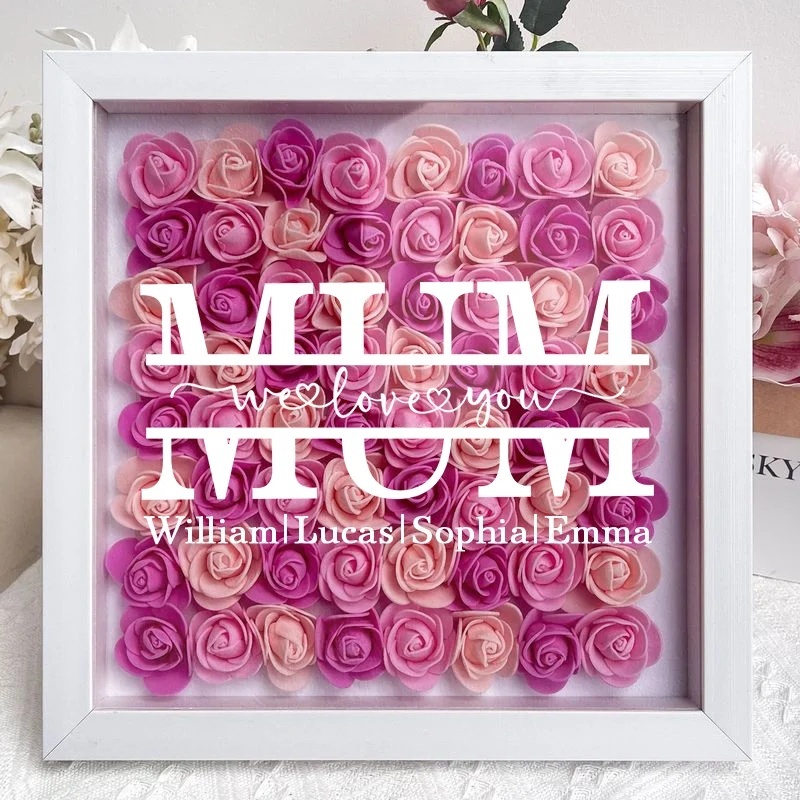 Mom We Love You - Personalized Flower Shadow Box