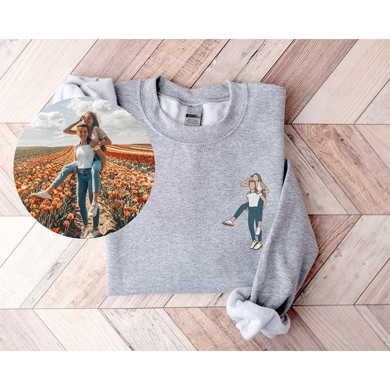 Gifts For Couple Custom Hoodie Custom portrait From Photo Sweats Line art photo Sweatshirt