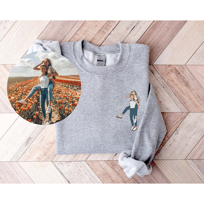 Gifts For Couple Custom Hoodie Custom portrait From Photo Sweats Line art photo Sweatshirt
