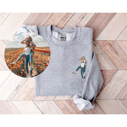 Gifts For Couple Custom Hoodie Custom portrait From Photo Sweats Line art photo Sweatshirt