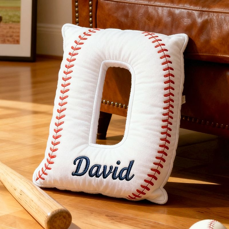 Personalized Baseball Letter Pillow with Custom Name for Sports Fans