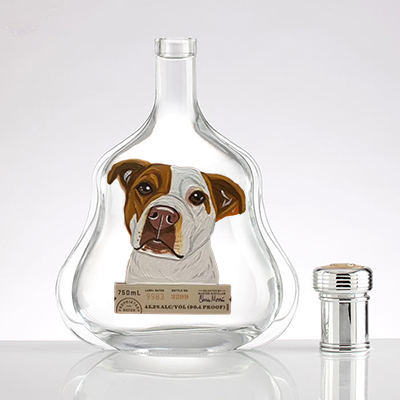 Personalized Hand Painted Pet Portrait Whiskey Bottles