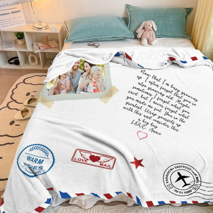 Personalized Photo Letter Blanket To Your Family Members or Friends 1 - 9 Photos Custom-ilovevango