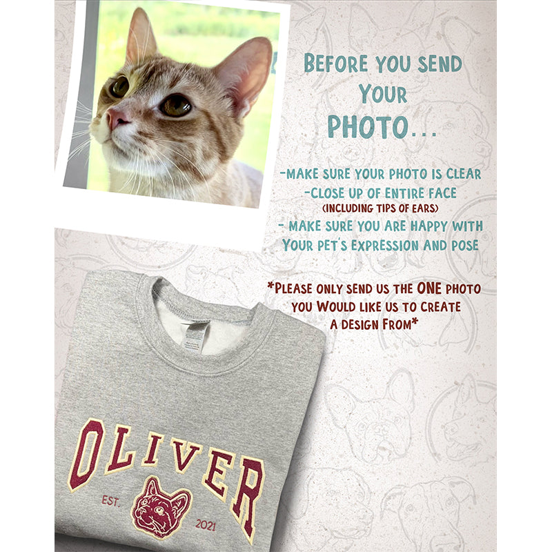Custom Embroidered Dog Sweatshirt | Custom Dog Sweater | Embroider Sweater | Varsity Style | College Sweater-ilovevango
