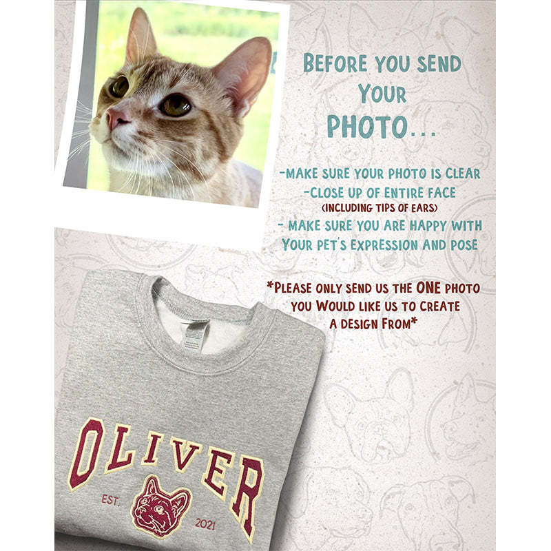 Custom Embroidered Dog Sweatshirt | Custom Dog Sweater | Embroider Sweater | Varsity Style | College Sweater-ilovevango