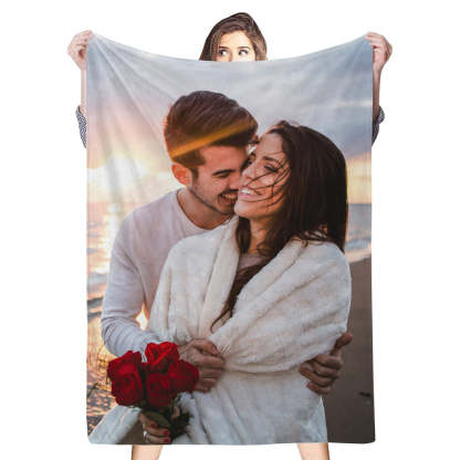 Custom 1 Photo Fleece Blankets for Couple Newlyweds-ilovevango