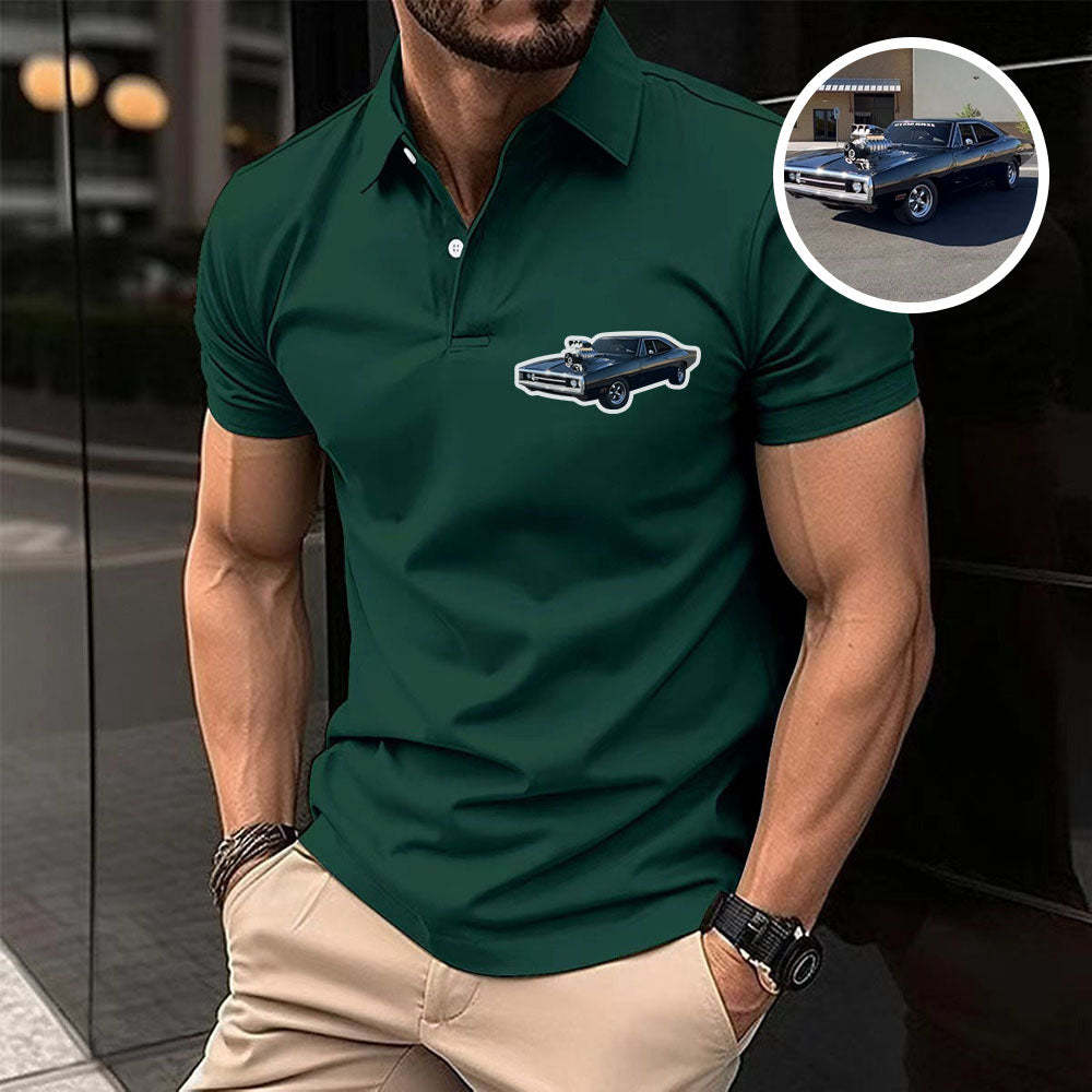 Custom Car Polo T-shirt, Car Lover Gift, Personalized Dad Polo Shirt, Gift For Dad