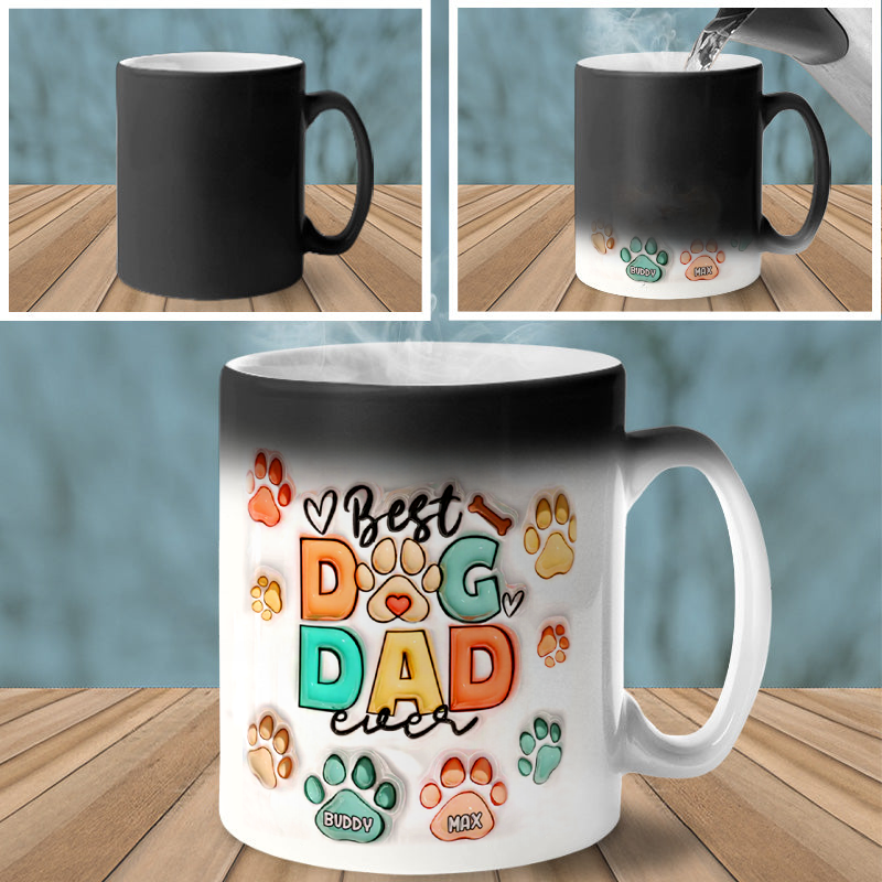 Best Dog Dad Ever -Custom Color Changing Mug, Custom 3d Inflated Effect Printed Mug - Gift For Pet Owners, Pet Lovers-ilovevango