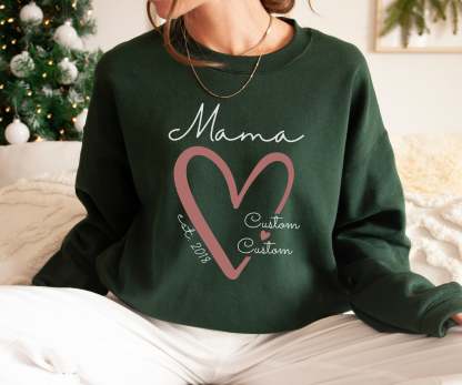 Mama Sweatshirt, Personalized Sweatshirt, Mama Est Sweatshirt, Mama Sweatshirt With Kid Name, Mama Sweatshirt With Names-ilovevango