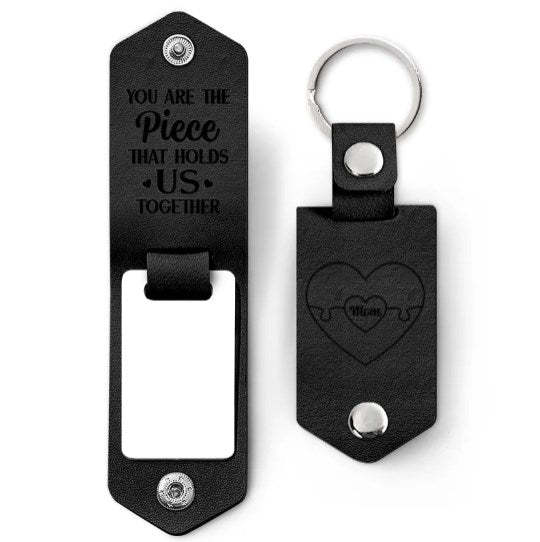 Custom Photo You Are The Piece Hold Us Together - Gift For Mom, Mother - Personalized Leather Photo Keychain-ilovevango