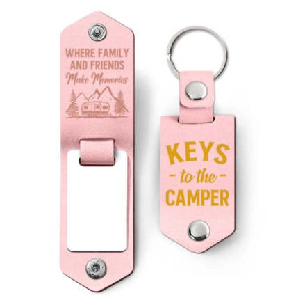 Custom Photo Keys To The Camper - Gift For Camping Lovers - Personalized Leather Photo Keychain