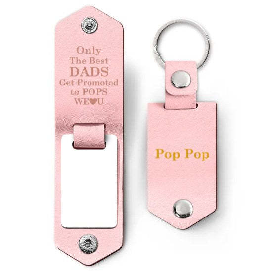 Custom Photo Only The Best Dad - Gift For Grandpa - Personalized Leather Photo Keychain