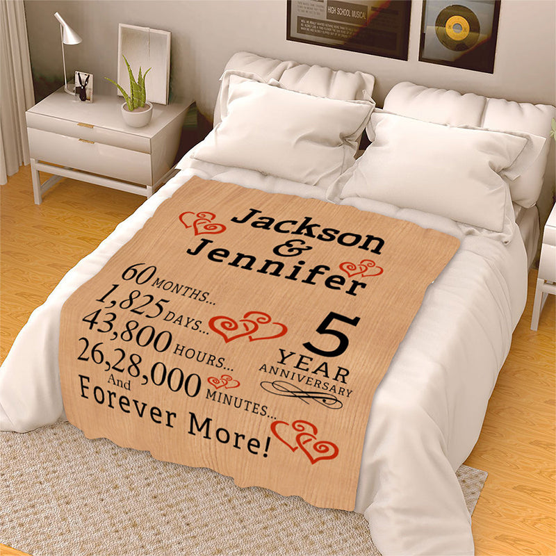Anniversary Blanket For Couples, Fleece Blanket With Couple Names And Anniversary Year, Customized Blanket For Anniversary-ilovevango