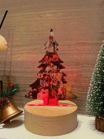 Custom Christmas Tree Shape Photo Collage Lamp with Photos-ilovevango