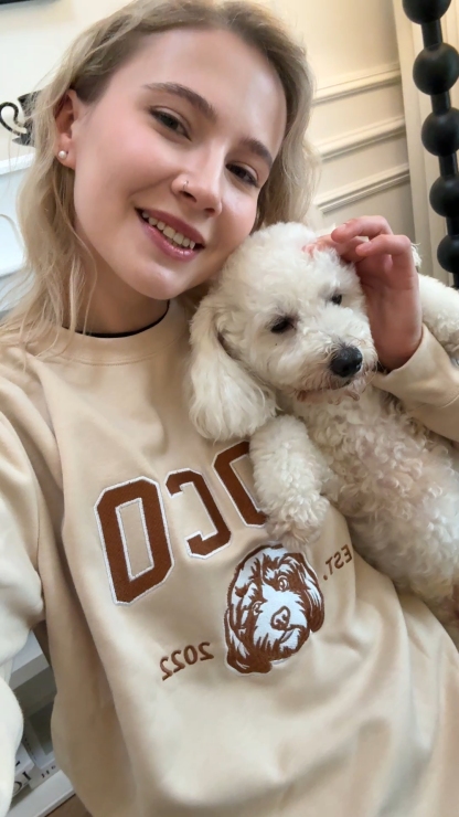 PetFiestas® Custom Pet Varsity Style Embroidered Sweatshirt Hoodie T-shirt