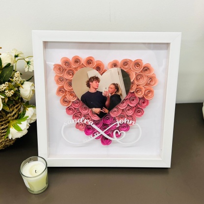Custom Heart Flower Shadow Box with Photo